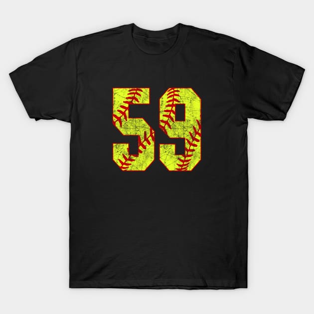 Fastpitch Softball Number 59 #59 Softball Shirt Jersey Uniform Favorite Player Biggest Fan T-Shirt by TeeCreations